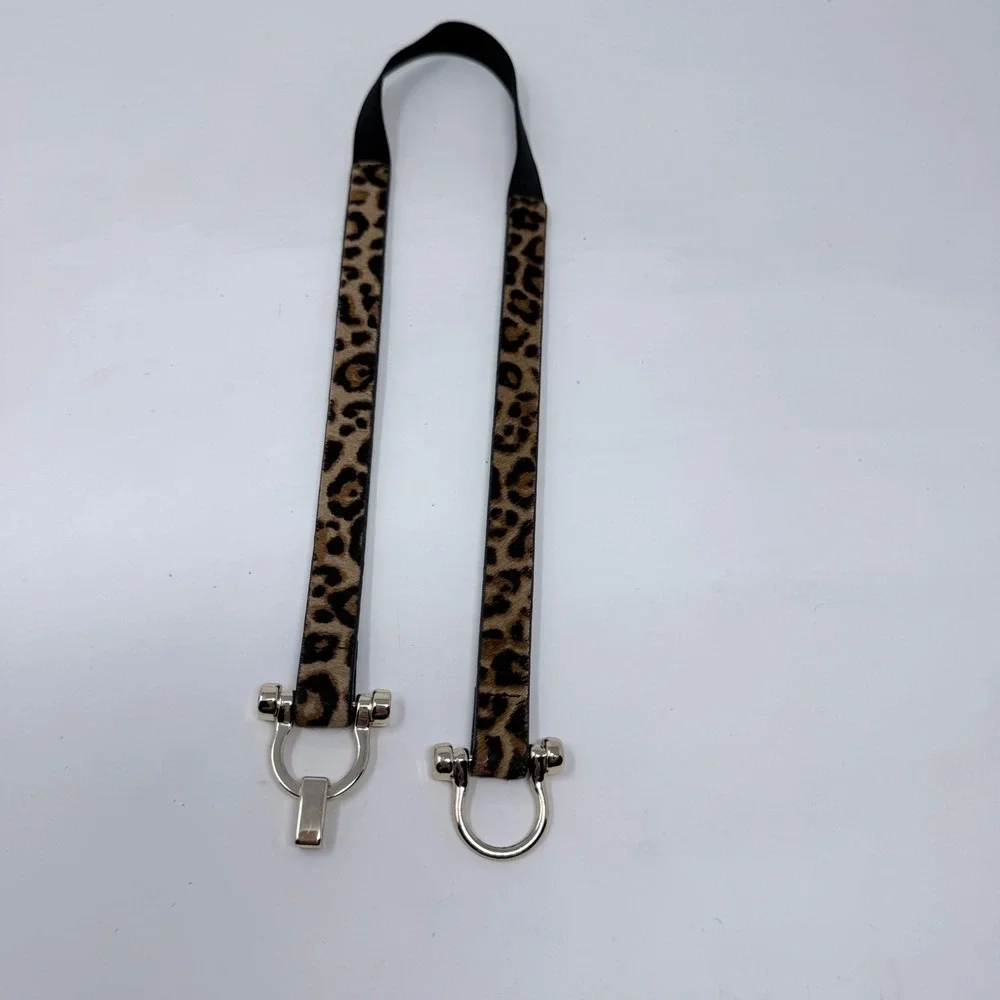 White House Black Market Leopard Calf Hair Horseshoe Buckle Elastic Belt XS/S